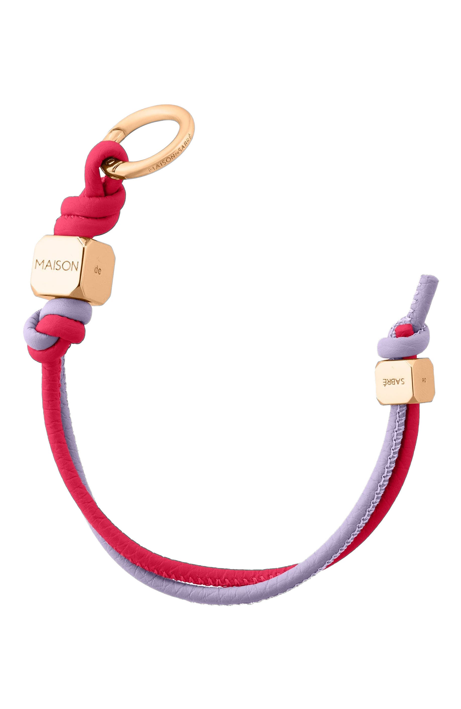 Leather Wristlet Charm, Alternate, color, Fuchsia Lavender