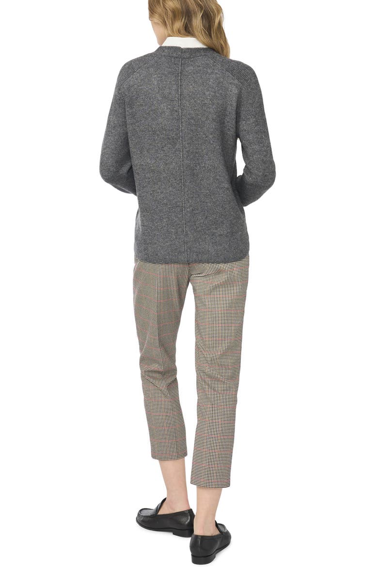 Mixed Media Twofer V-Neck Cardigan, Alternate, color, MEDIUM HEATHER GREY