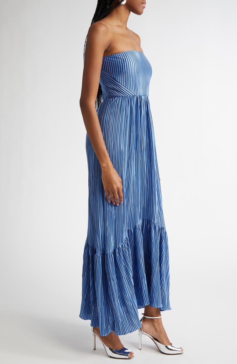 Ramy Brook Deyvani Stripe Strapless Maxi Dress, Alternate, color, Ribbon Blue Pleated