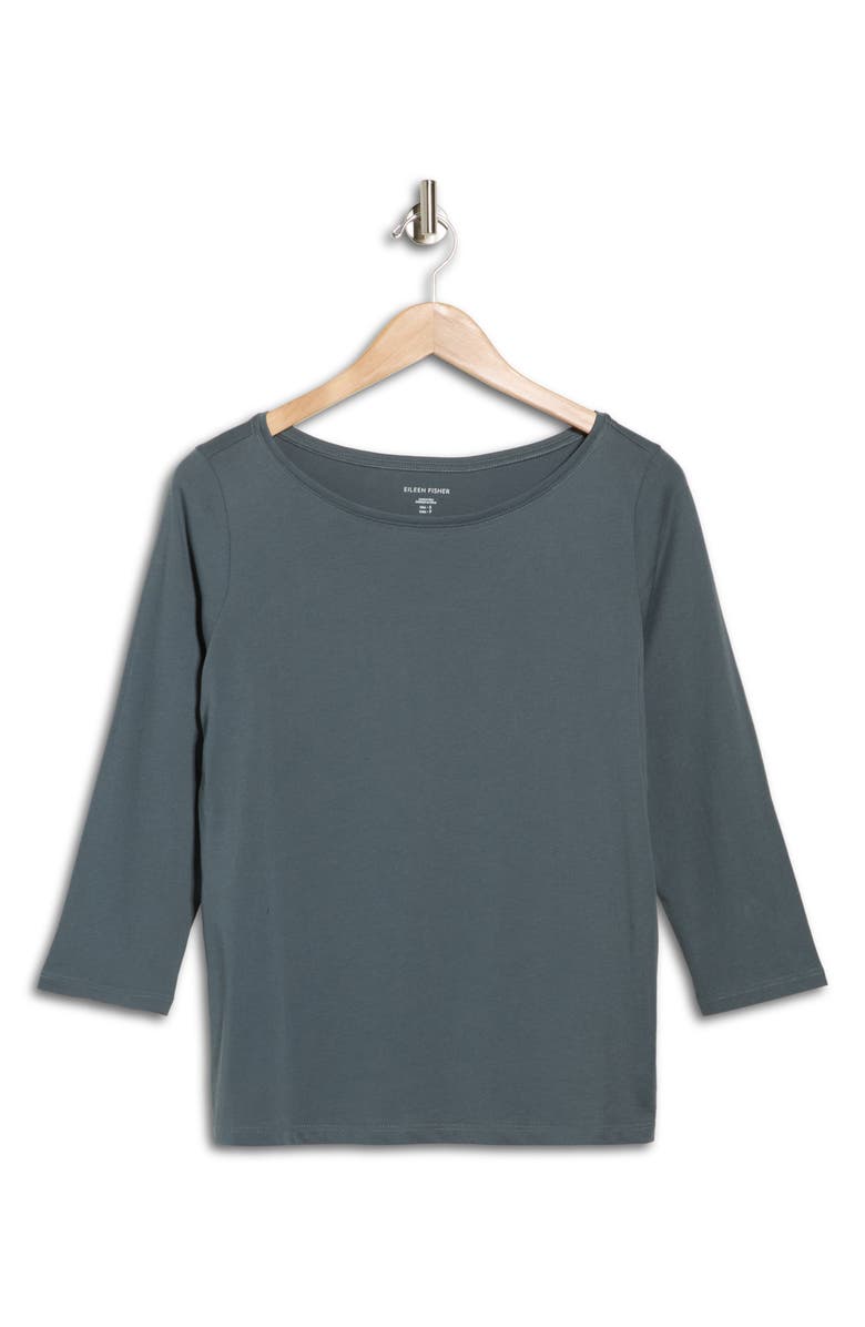 Eileen Fisher Bateau Neck Jersey Top, Alternate, color, Eucalyptus