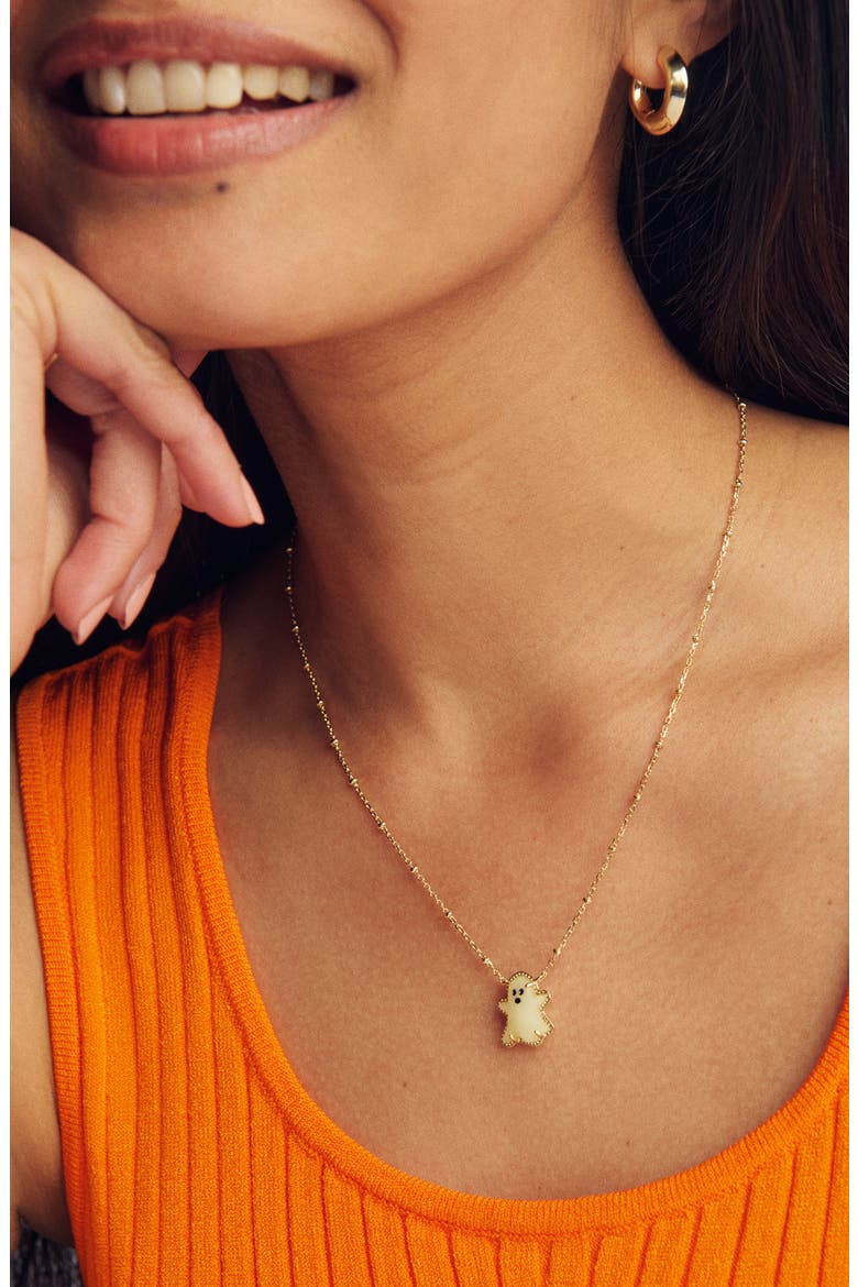 Reversible Ghost Pendant Necklace, Alternate, color, GLD WHT GLOW IN DARK