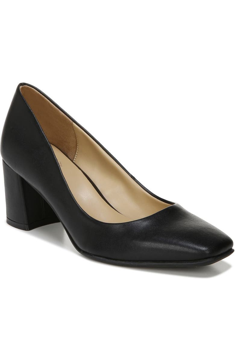 Naturalizer Warner Square Toe Pump - Wide Width Available, Main, color, Black Smooth