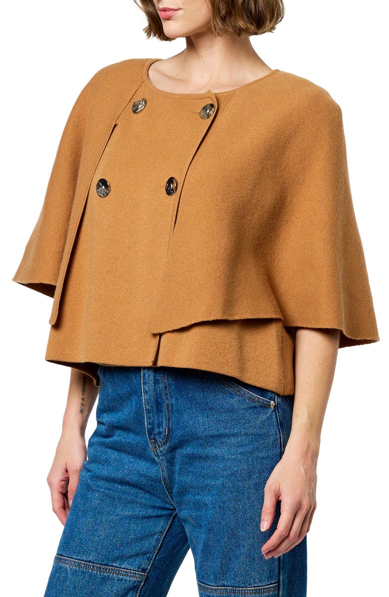 CIEBON Fanny Double Breasted Crop Top, Alternate, color, Brown