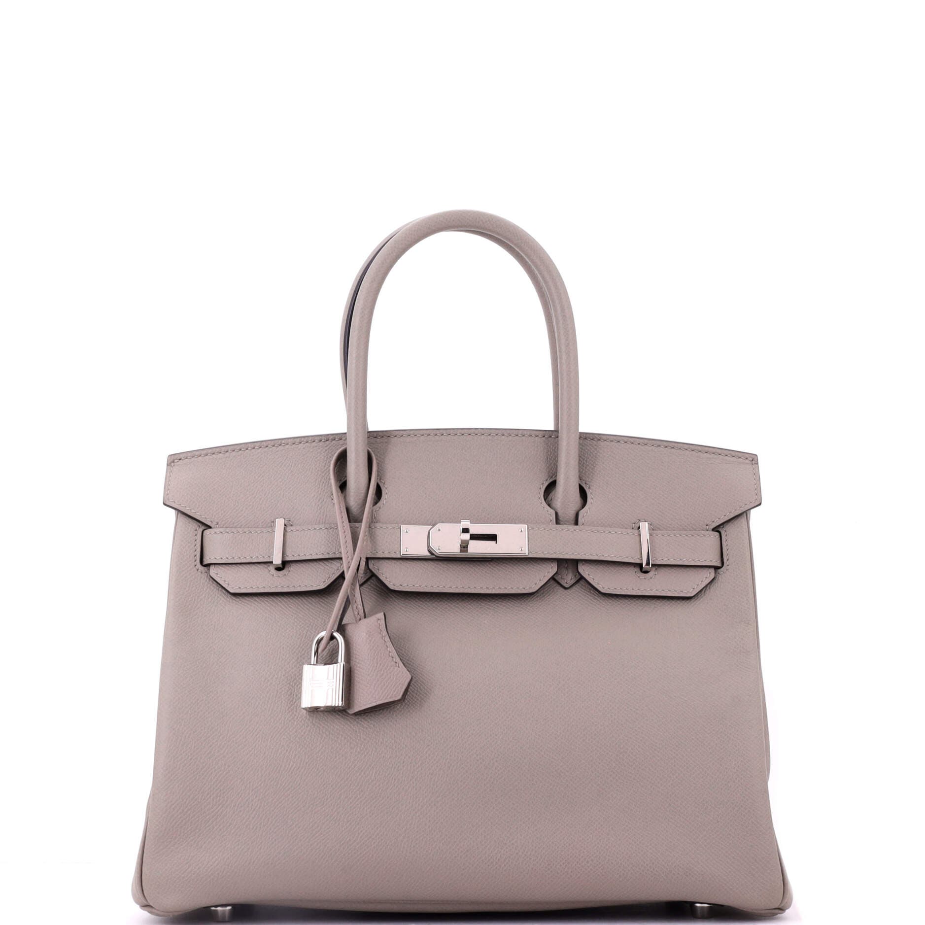 Pre-Owned Hermes Birkin Handbag Grey Epsom with Palladium Hardware 30, Main, color, Gris Asphalte