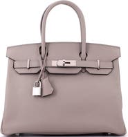 Pre-Owned Hermes Birkin Handbag Grey Epsom with Palladium Hardware 30