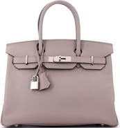 Pre-Owned Hermes Birkin Handbag Grey Epsom with Palladium Hardware 30