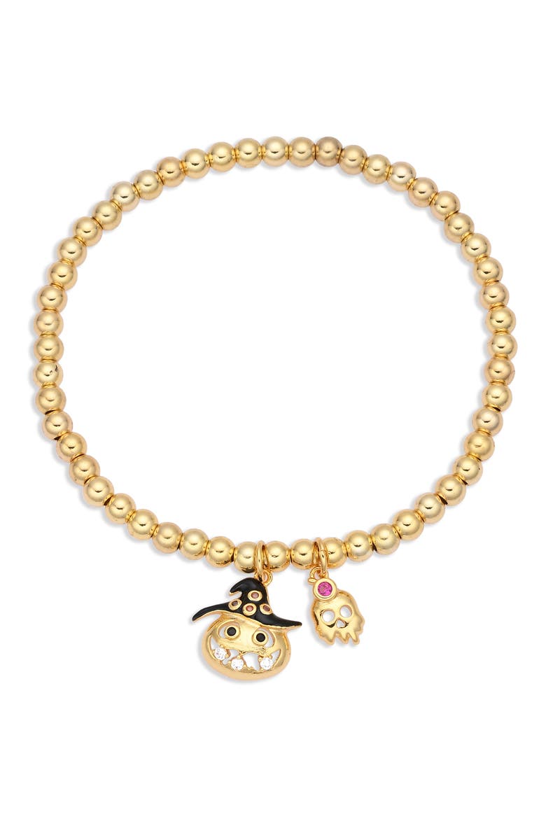 Spooky Spark Set of 3 Charm Stretch Bracelets, Alternate, color, GOLD