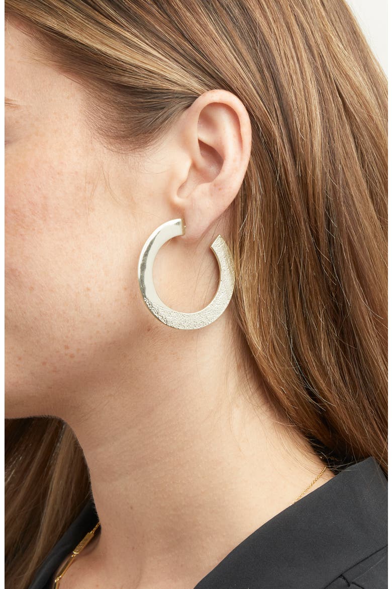 Shaye Flat Hoops, Alternate, color, SILVER