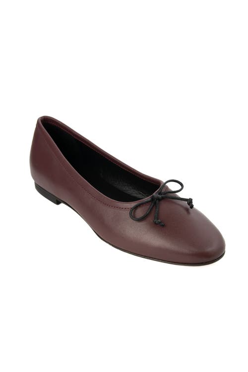 Menina Step Amelie Leather Ballet Flat In Burgundy