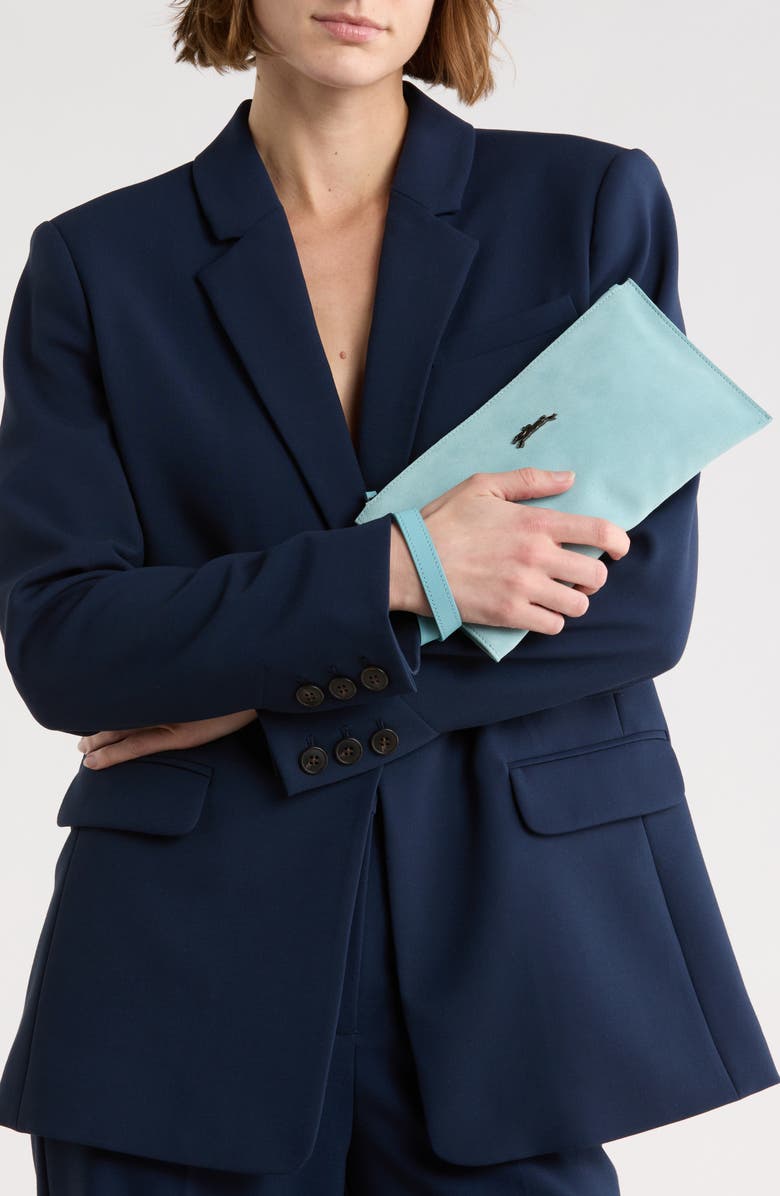 Longchamp Leather Wristlet, Alternate, color, Aqua