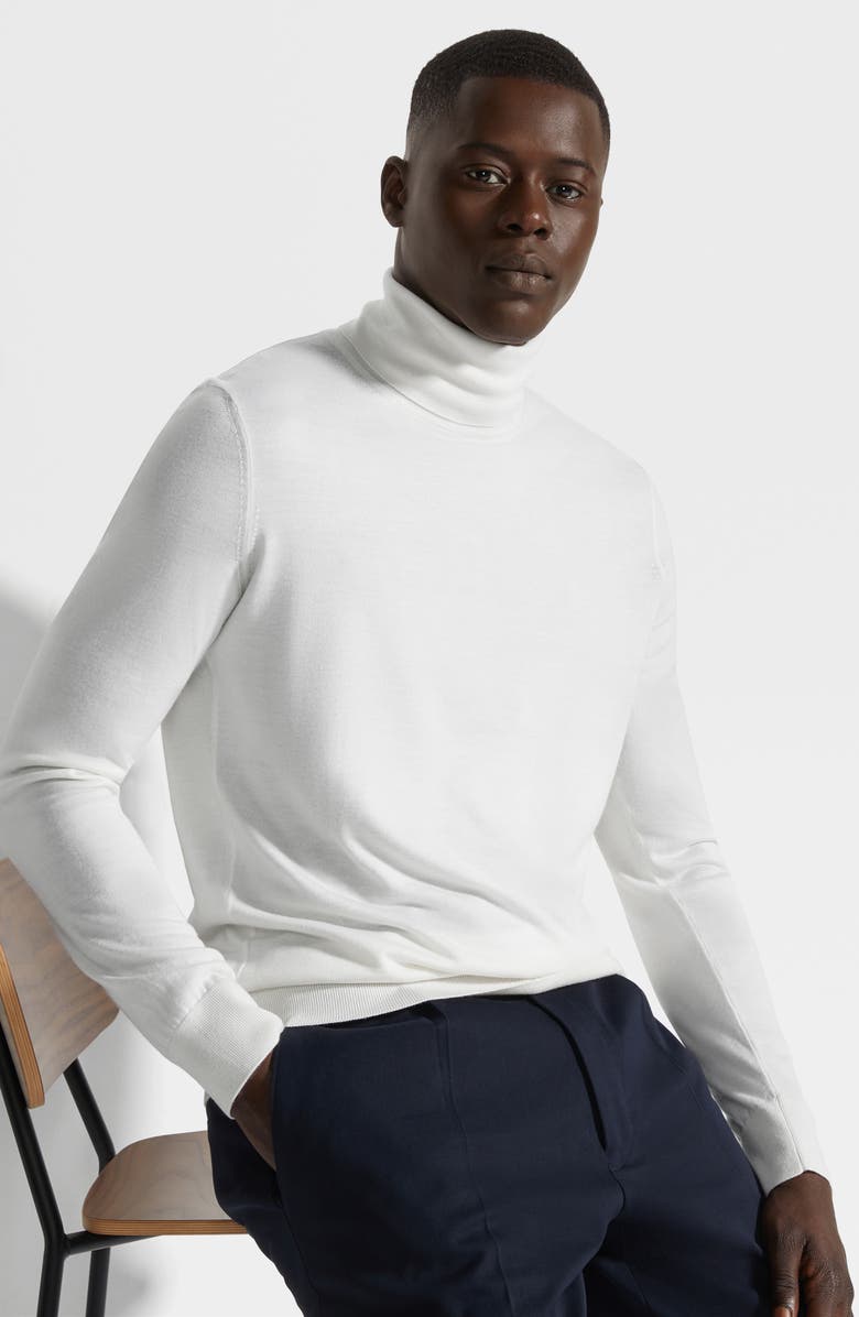 ZEGNA Cashseta Cashmere & Silk Turtleneck Sweater, Alternate, color, Zegna Bianco