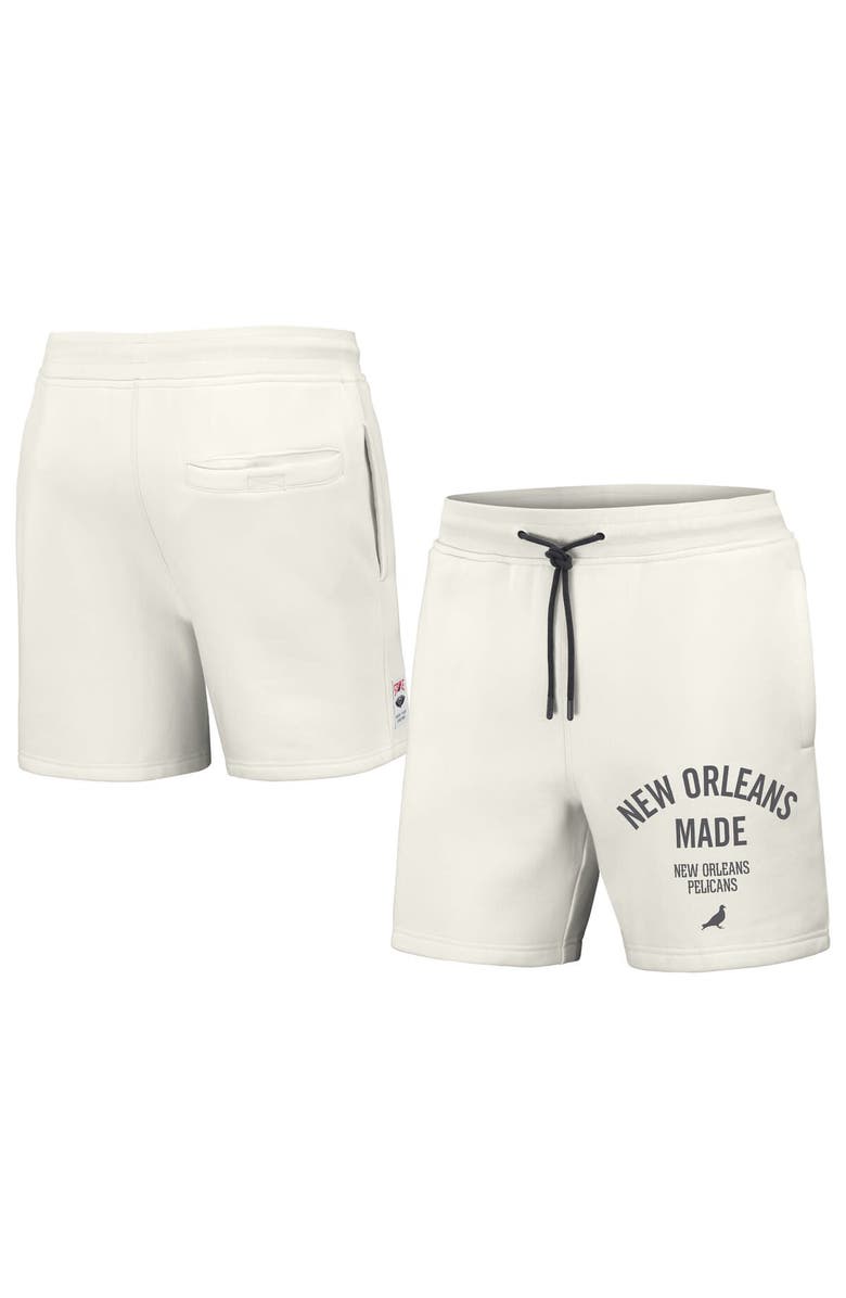 STAPLE Men's NBA x Staple Cream New Orleans Pelicans Heavyweight Fleece Shorts, Alternate, color, 