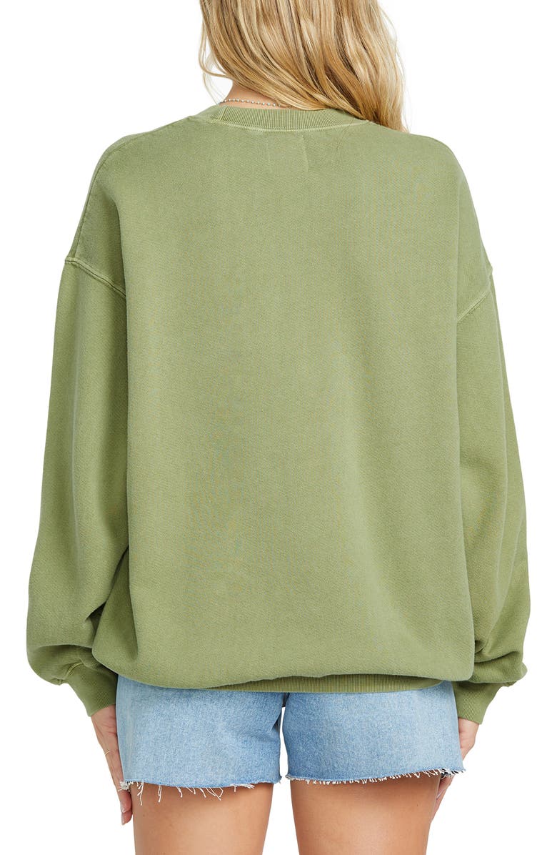 Billabong Oversize Ride in Crew Fleece Sweatshirt, Alternate, color, Avocado
