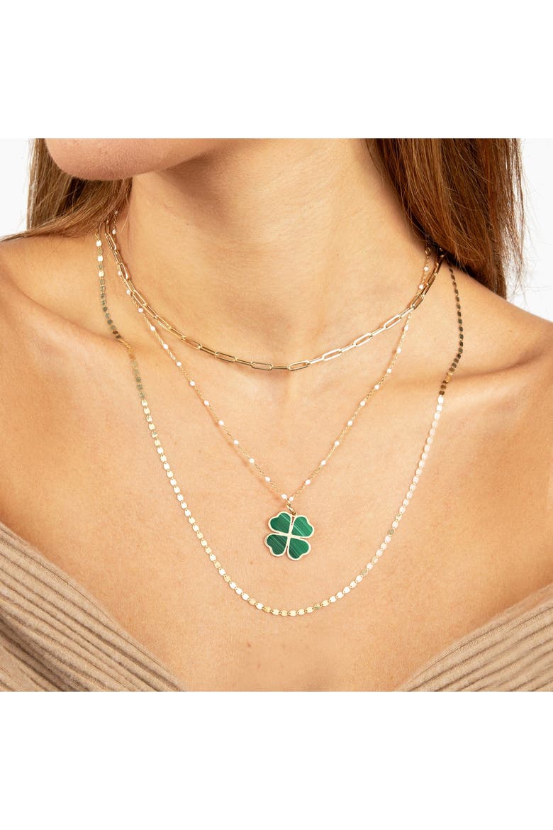Malachite Lucky Clover Charm, Alternate, color, Malachite
