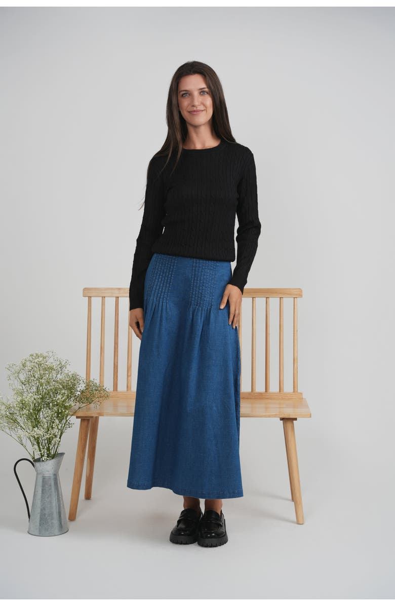 Index Cable Knit Ribbed Neckline Sweater, Alternate, color, Black