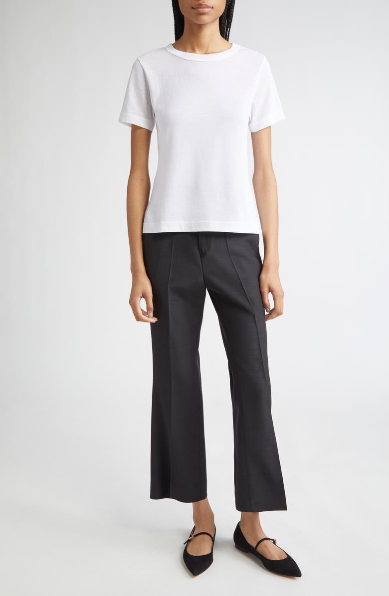 BITE Studios Credo Crop Ruffle Split Hem Wool Trousers, Alternate, color,