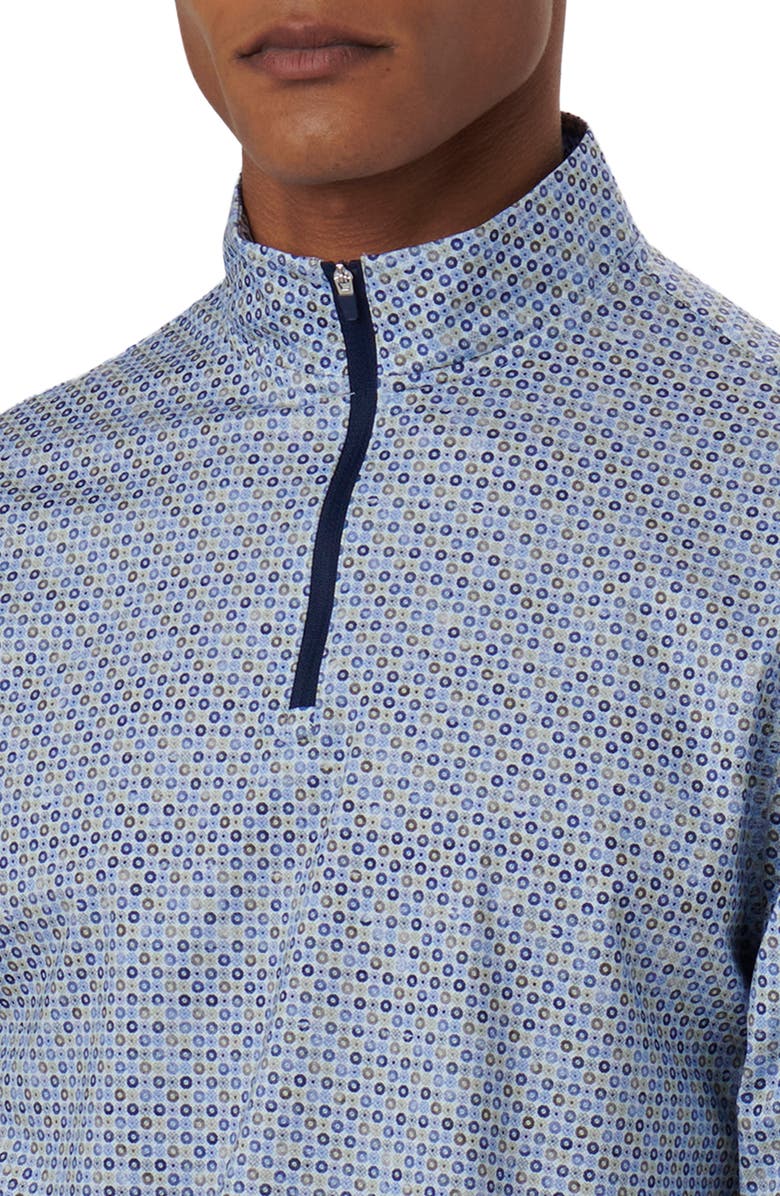 Bugatchi OoohCotton<sup>®</sup> Print Quarter Zip Pullover, Alternate, color, Air Blue