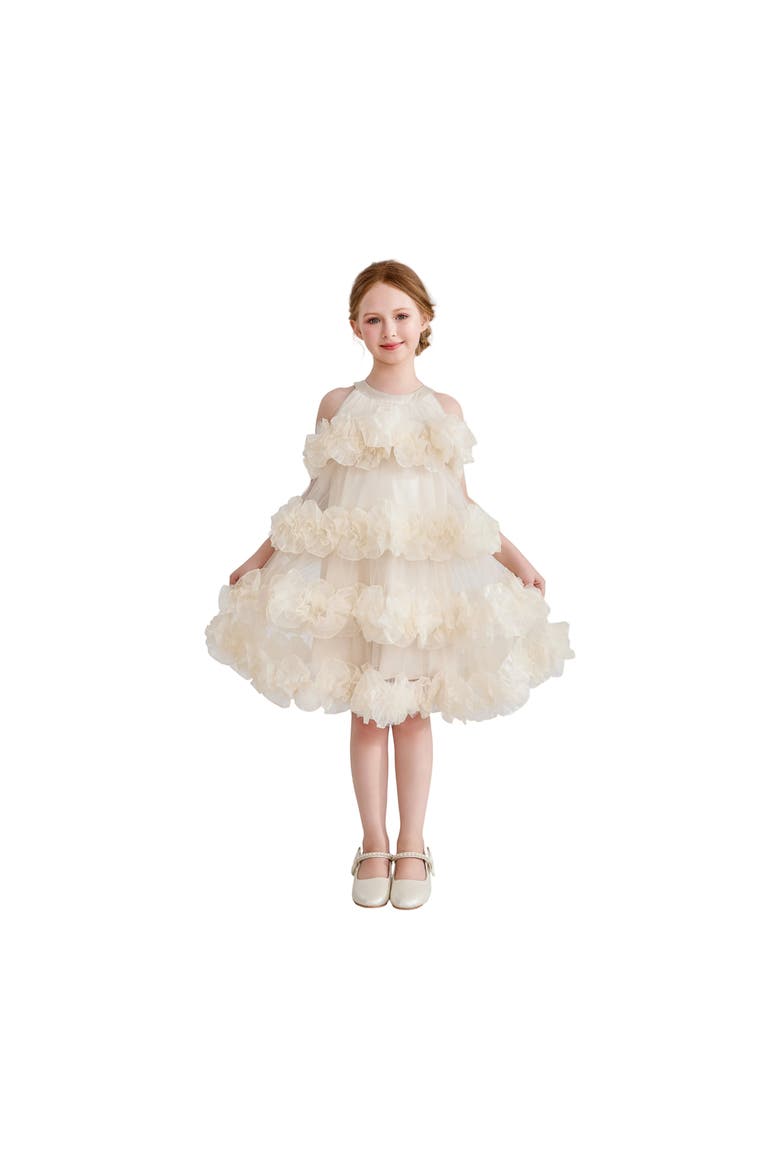 Elysia Tiered Ruffle Dress, Alternate, color, Cream