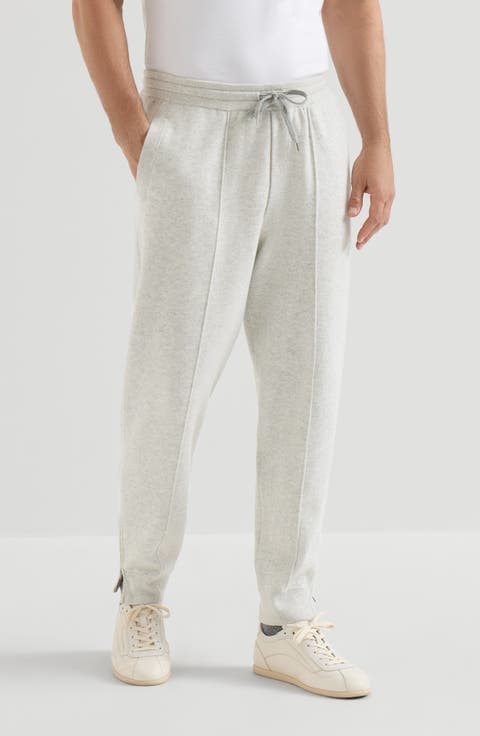 Cashmere double knit trousers with crête detail and elasticated zipper cuffs