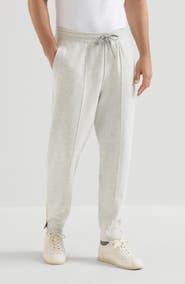 Brunello Cucinelli Cashmere double knit trousers with crête detail and elasticated zipper cuffs
