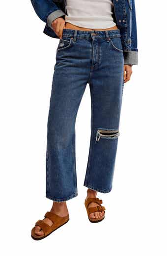 Free People Deep Trance Wide Leg Boyfriend Jeans