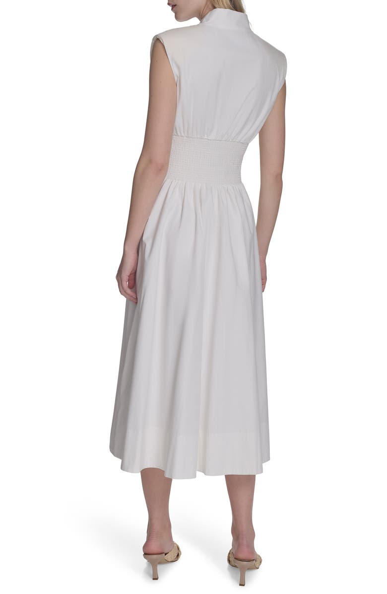 Vince Camuto Smock Waist Cotton Midi Dress, Alternate, color, Ivory