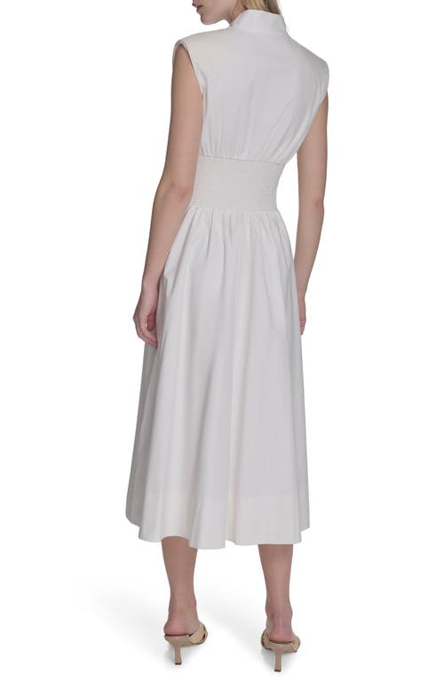Vince Camuto Smock Waist Cotton Midi Dress In Ivory