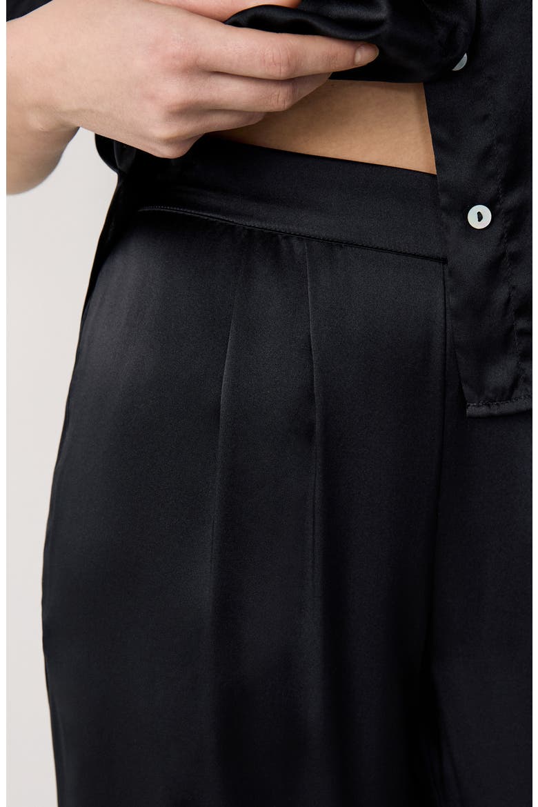 Pearly Silk Wide Leg Pajama Pants, Alternate, color, BLACK