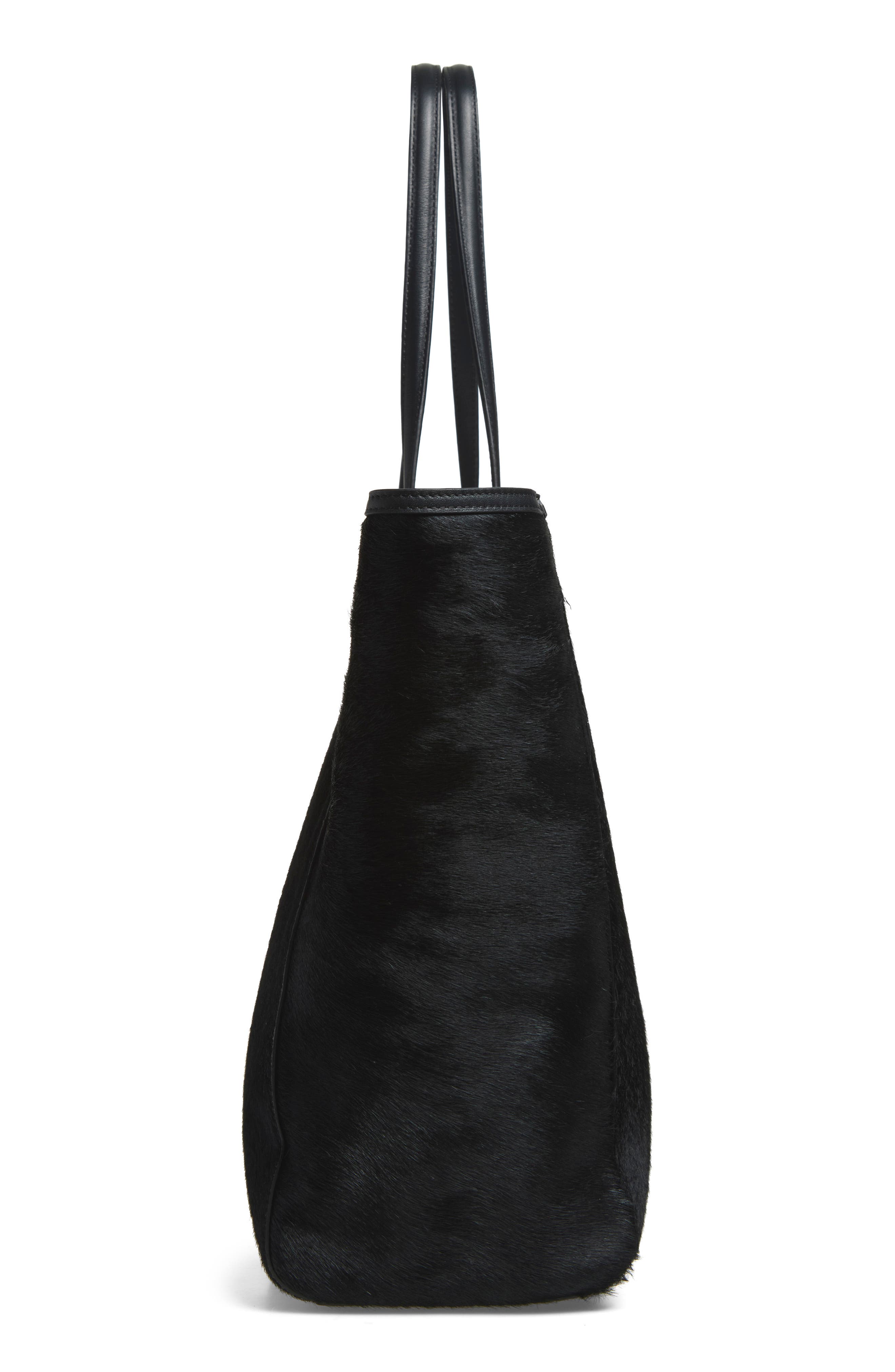 Sofia Leather & Calf Hair Tote, Alternate, color, BLACK HAIRCALF