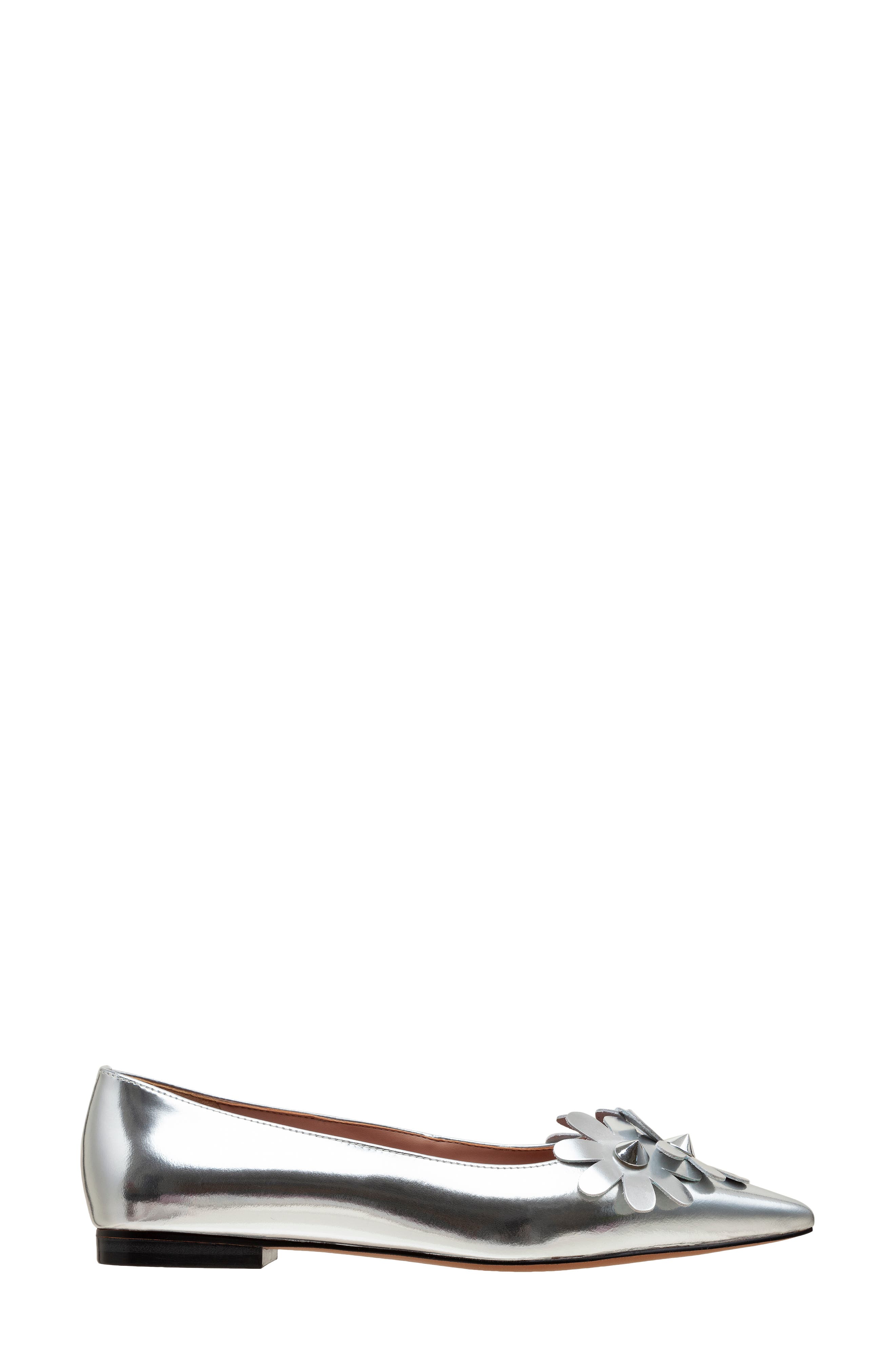 Narcisus Pointed Toe Flat, Alternate, color, SILVER