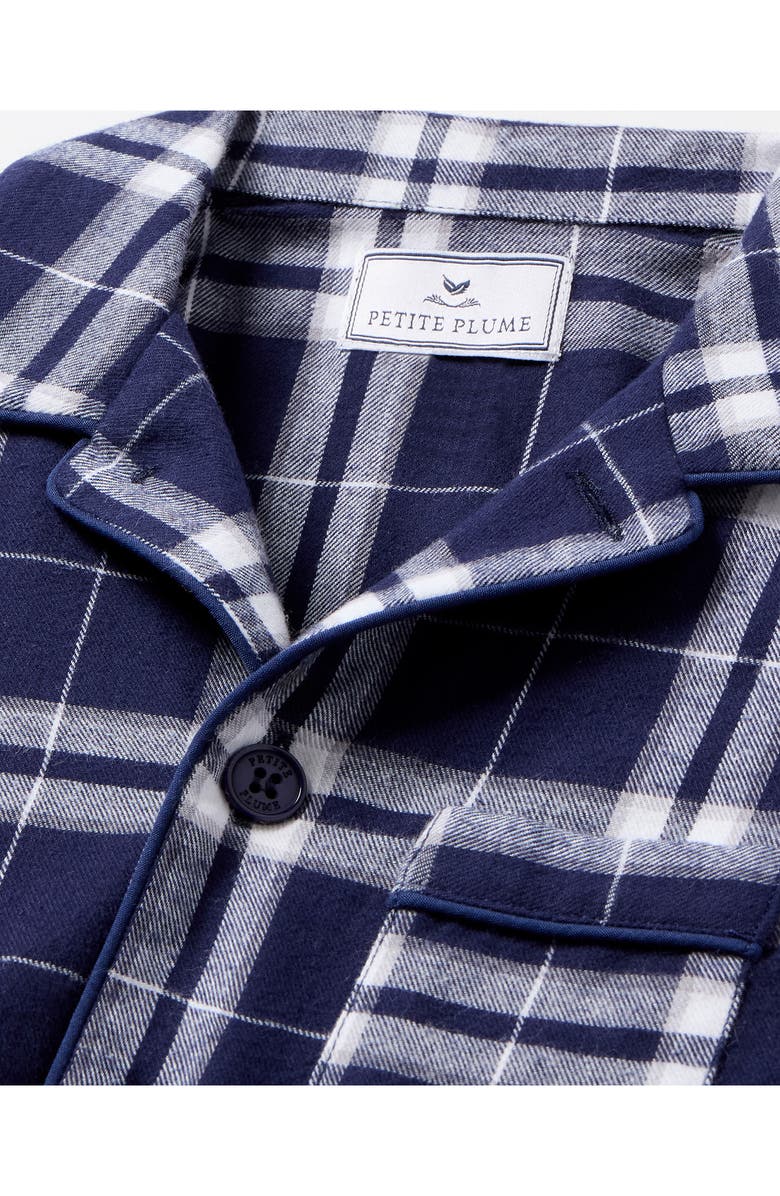 Petite Plume Kids' Plaid Two-Piece Pajamas, Alternate, color, Navy