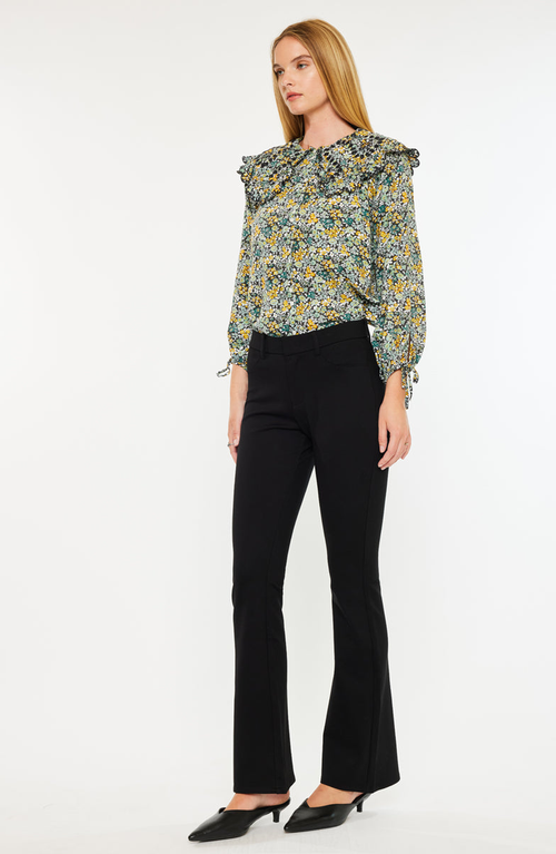 Kancan Ally Mid Rise Ponte Bootcut Pants In Black