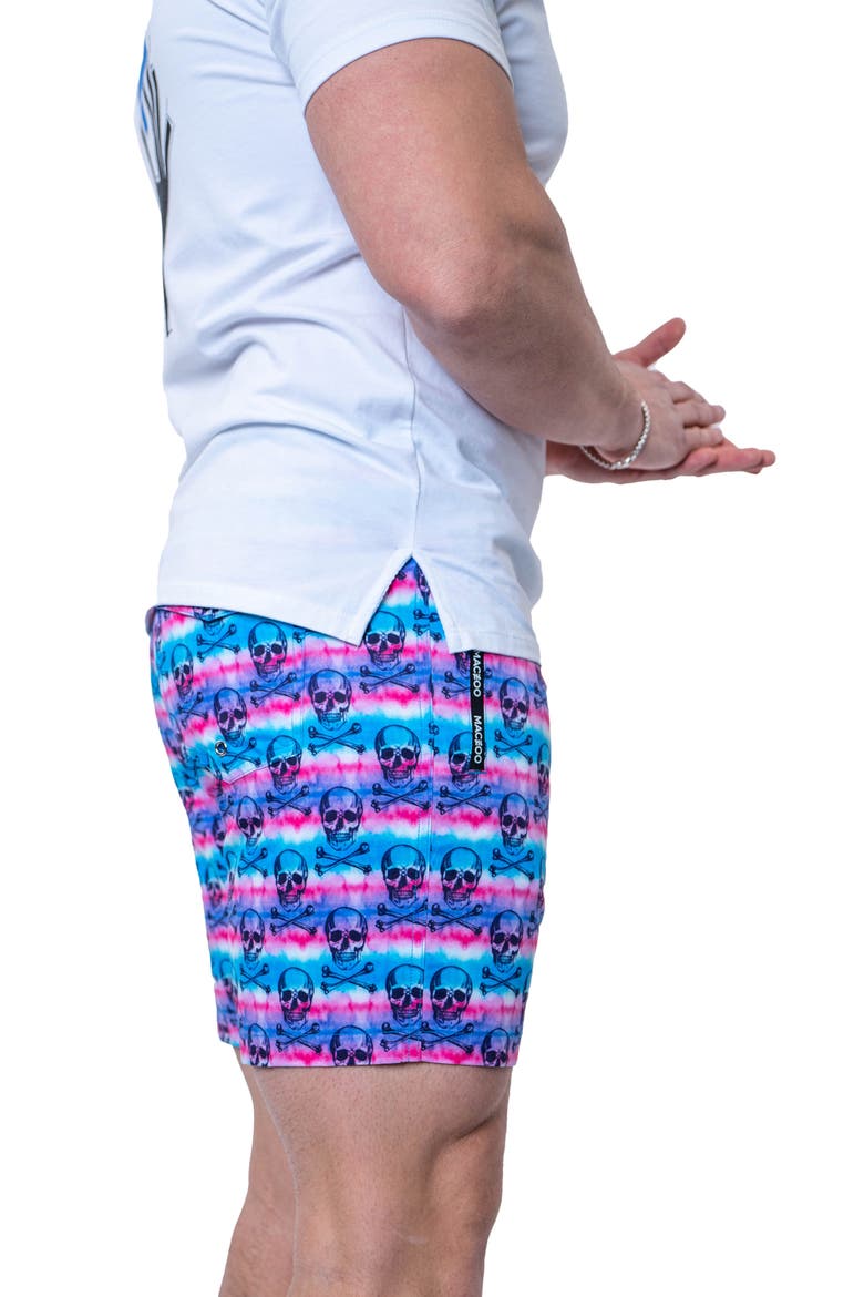 Swim Lion Tie Dye Skull Swim Trunks, Alternate, color, BLUE MULTI