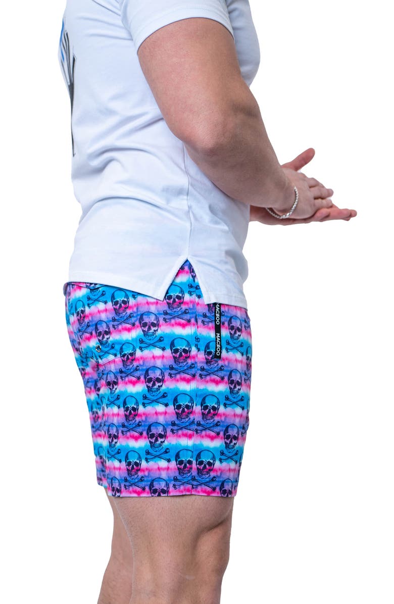 Maceoo Swim Lion Tie Dye Skull Swim Trunks, Alternate, color,