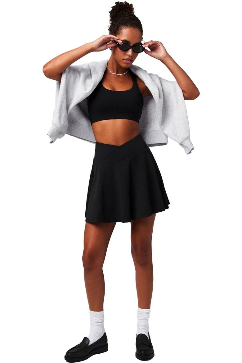 Women's Crossover Flounce Skirt, Alternate, color, Black