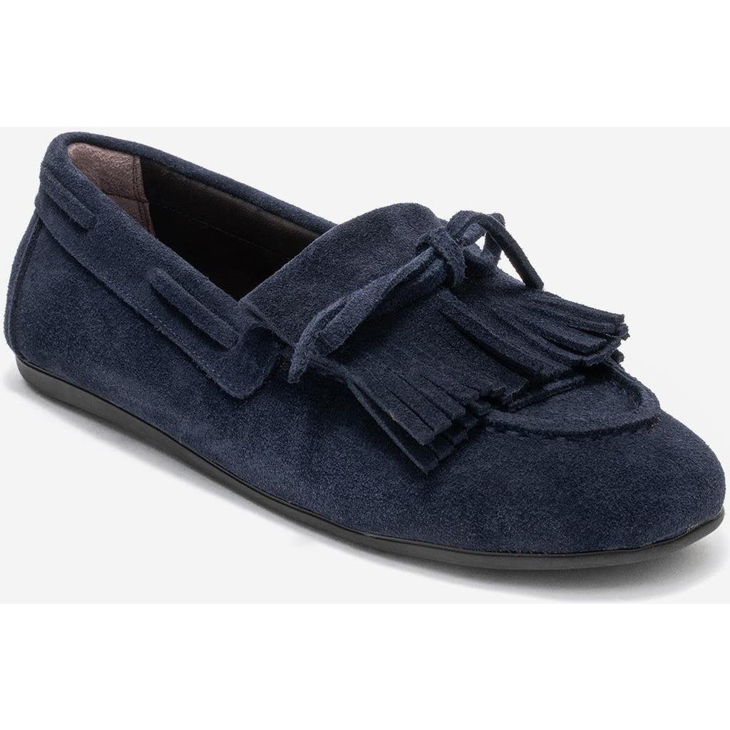Forever & Always Shoes Axeli Leather Tassel Loafer In Blue
