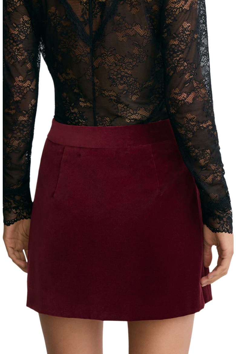 Wren Velvet Miniskirt, Alternate, color, DARK RED