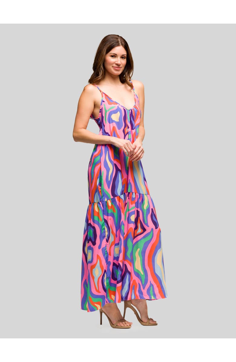 24seven Comfort Apparel V-Neck Ruffle Sleeve Knee Length Dress, Alternate, color, 