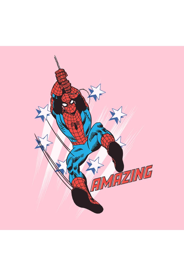 Girl's Marvel Spider-Man Amazing Stars Pose  Graphic T-Shirt, Alternate, color, Light Pink