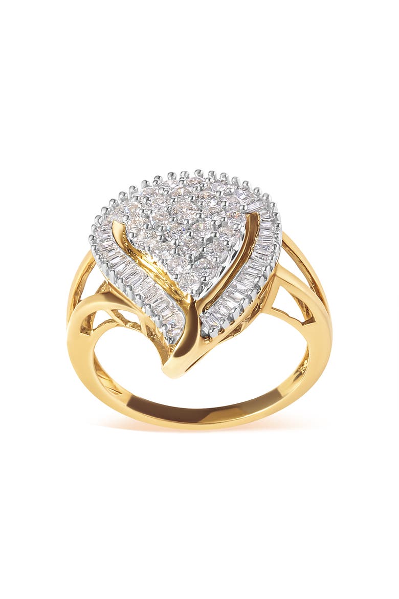 10K Yellow Gold 1 Cttw Diamond Ballerina Cluster Ring, Main, color, Yellow