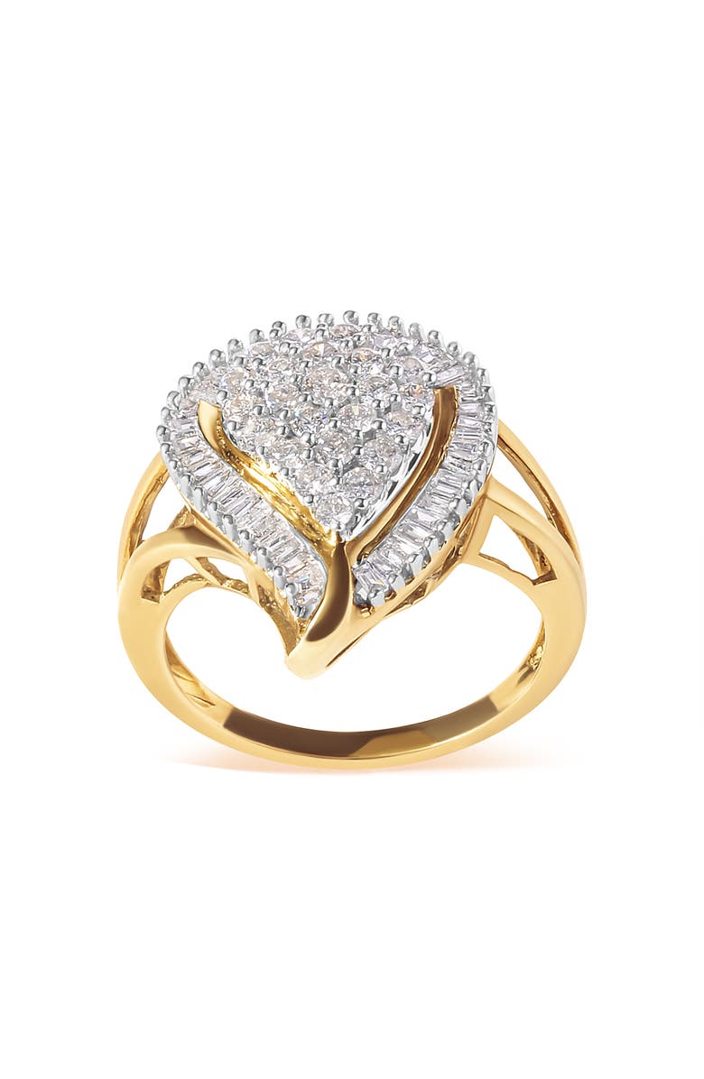 Haus of Brilliance 10K Yellow Gold 1 Cttw Diamond Ballerina Cluster Ring, Main, color, Yellow