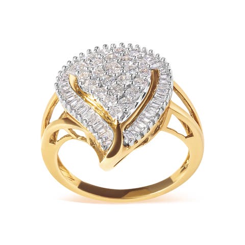 10K Yellow Gold 1 Cttw Diamond Ballerina Cluster Ring