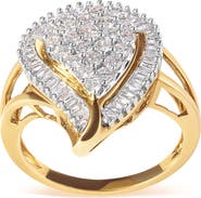 Haus of Brilliance 10K Yellow Gold 1 Cttw Diamond Ballerina Cluster Ring