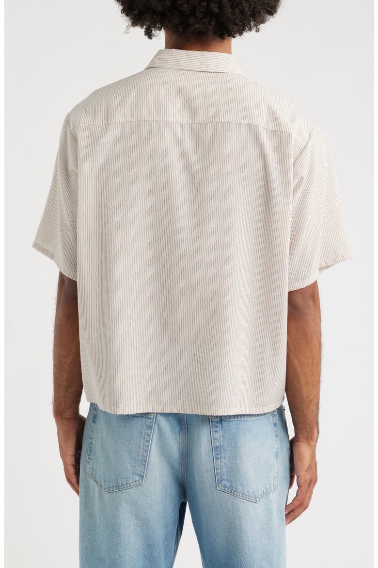 Banquet Stripe Short Sleeve Button-Up Shirt, Alternate, color, CREAM STRIPE