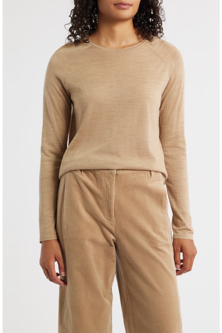 Crewneck Wool Sweater, Main, color, BISCUIT