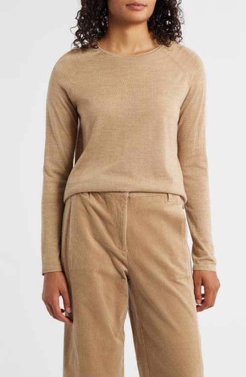 Eileen Fisher Crewneck Wool Sweater In Brown