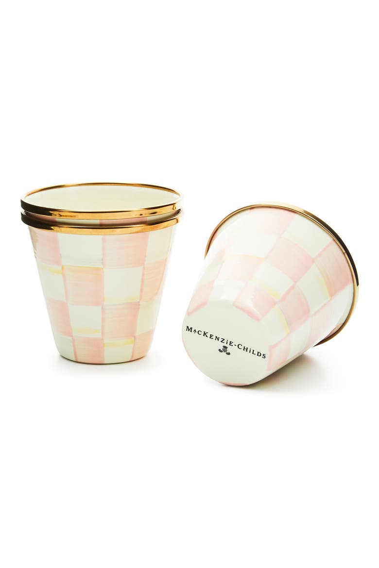 Rosy Check Enameled Steel Set of 3 Herb Pots, Alternate, color, ROSY
