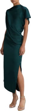 Reiss Kenzie Asymmetric Satin Dress