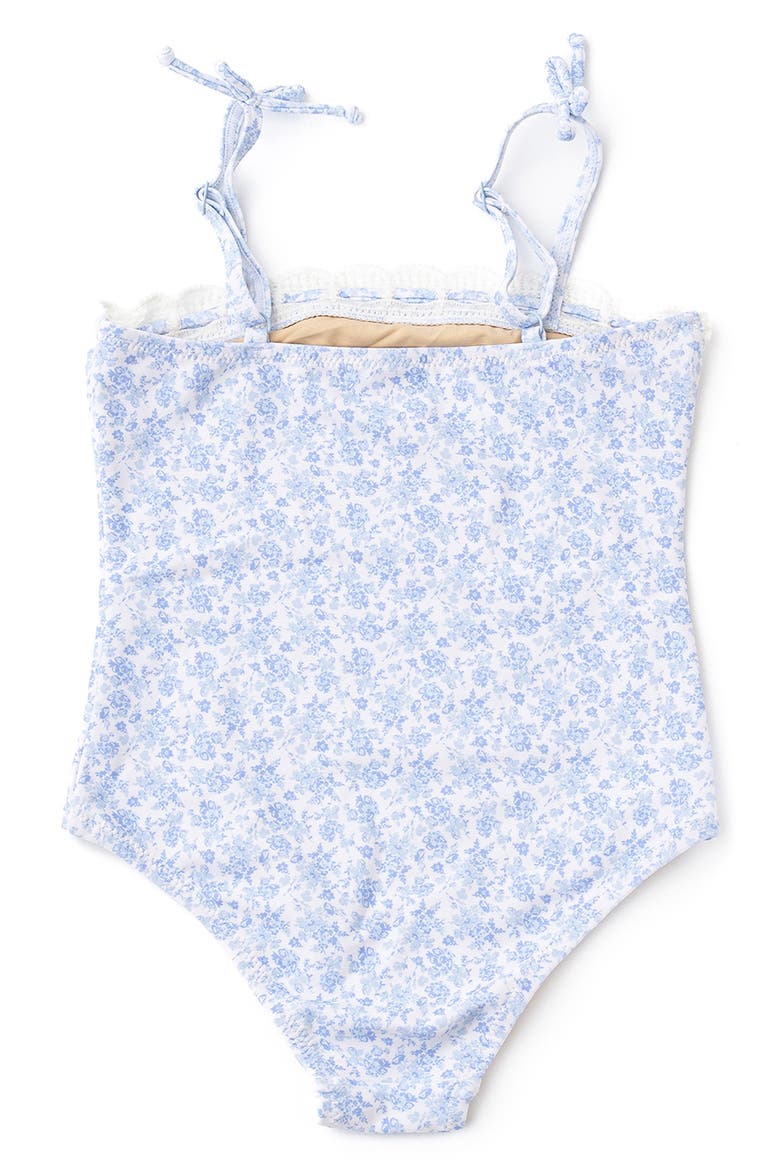 Kids' Tie Strap One-Piece Swimsuit, Alternate, color, BLUE