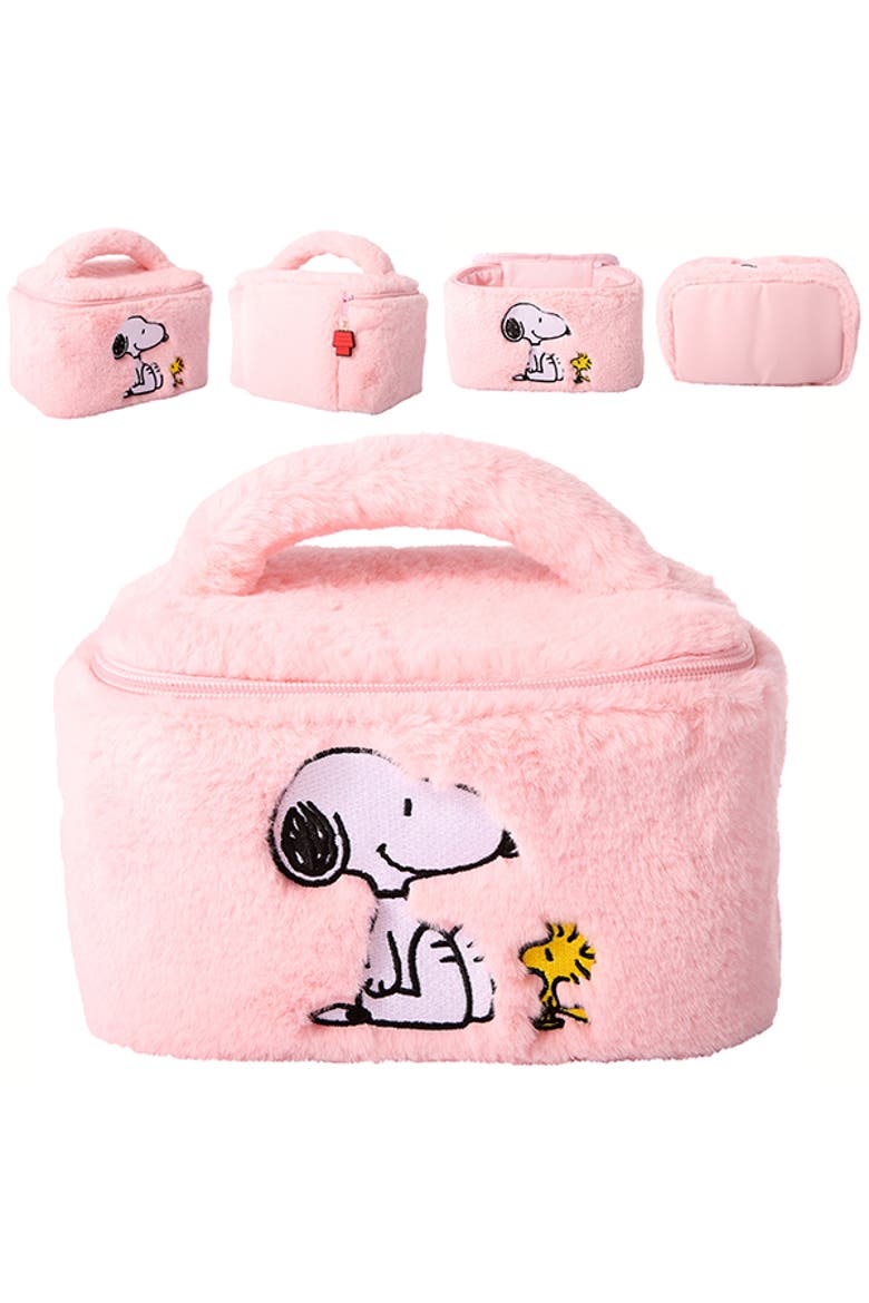 Snoopy Fluffy Cosmetic Bag for Travel, Main, color, Pink